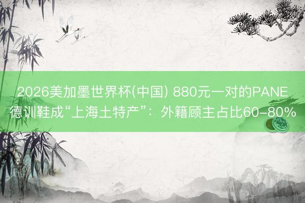 2026美加墨世界杯(中国) 880元一对的PANE德训鞋成“上海土特产”：外籍顾主占比60-80%