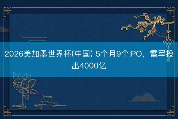 2026美加墨世界杯(中国) 5个月9个IPO，雷军投出4000亿