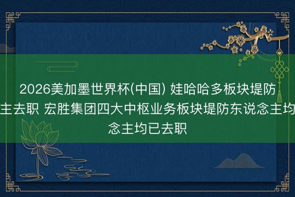 2026美加墨世界杯(中国) 娃哈哈多板块堤防东说念主去职 宏胜集团四大中枢业务板块堤防东说念主均已去职