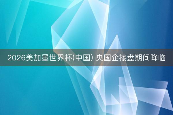 2026美加墨世界杯(中国) 央国企接盘期间降临