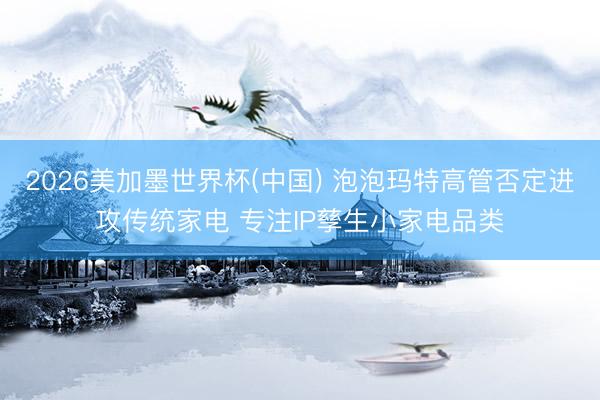 2026美加墨世界杯(中国) 泡泡玛特高管否定进攻传统家电 专注IP孳生小家电品类