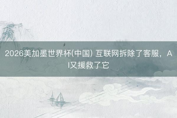 2026美加墨世界杯(中国) 互联网拆除了客服，AI又援救了它