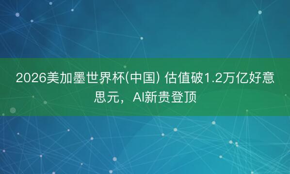 2026美加墨世界杯(中国) 估值破1.2万亿好意思元，AI新贵登顶