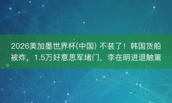 2026美加墨世界杯(中国) 不装了！韩国货船被炸，1.5万好意思军堵门，李在明进退触篱