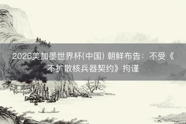 2026美加墨世界杯(中国) 朝鲜布告：不受《不扩散核兵器契约》拘谨