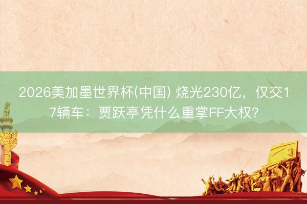 2026美加墨世界杯(中国) 烧光230亿，仅交17辆车：贾跃亭凭什么重掌FF大权？