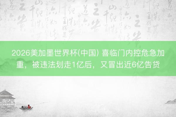 2026美加墨世界杯(中国) 喜临门内控危急加重，被违法划走1亿后，又冒出近6亿告贷