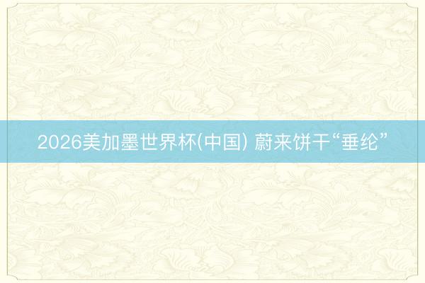 2026美加墨世界杯(中国) 蔚来饼干“垂纶”