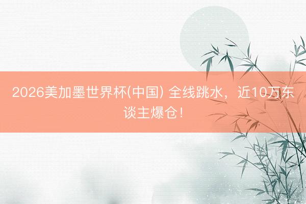 2026美加墨世界杯(中国) 全线跳水，近10万东谈主爆仓！