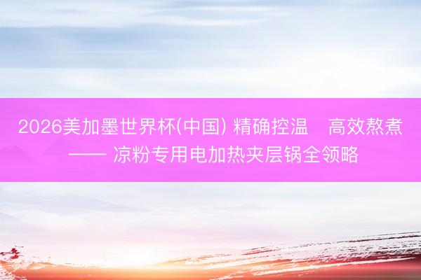 2026美加墨世界杯(中国) 精确控温・高效熬煮 —— 凉粉专用电加热夹层锅全领略