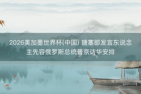2026美加墨世界杯(中国) 搪塞部发言东说念主先容俄罗斯总统普京访华安排