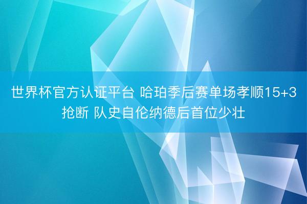 世界杯官方认证平台 哈珀季后赛单场孝顺15+3抢断 队史自伦纳德后首位少壮
