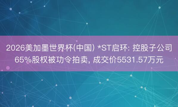 2026美加墨世界杯(中国) *ST启环: 控股子公司65%股权被功令拍卖， 成交价5531.57万元