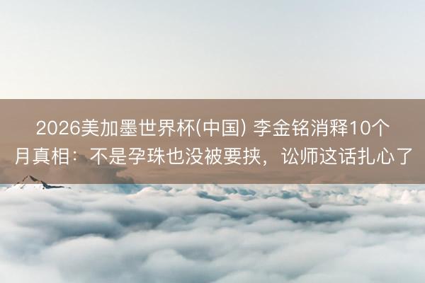 2026美加墨世界杯(中国) 李金铭消释10个月真相：不是孕珠也没被要挟，讼师这话扎心了