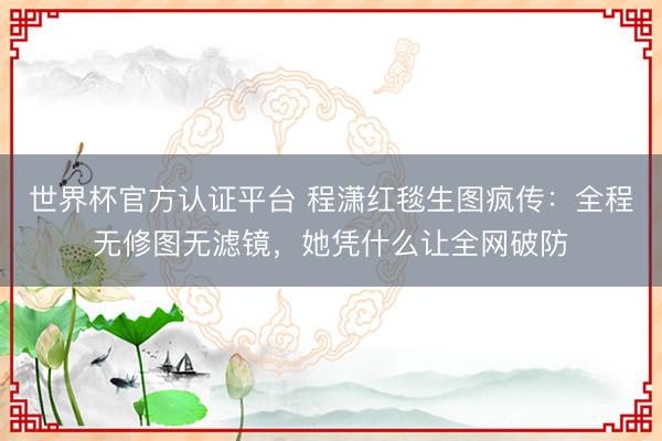 世界杯官方认证平台 程潇红毯生图疯传：全程无修图无滤镜，她凭什么让全网破防
