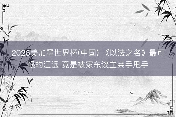 2026美加墨世界杯(中国) 《以法之名》最可恨的江远 竟是被家东谈主亲手甩手