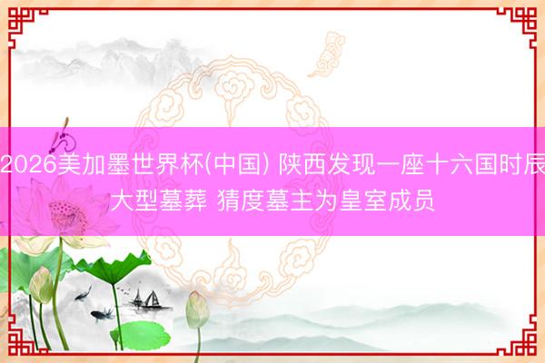 2026美加墨世界杯(中国) 陕西发现一座十六国时辰大型墓葬 猜度墓主为皇室成员