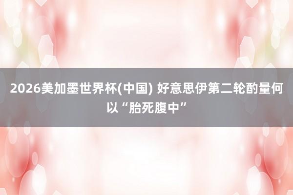 2026美加墨世界杯(中国) 好意思伊第二轮酌量何以“胎死腹中”