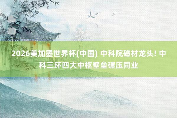 2026美加墨世界杯(中国) 中科院磁材龙头! 中科三环四大中枢壁垒碾压同业